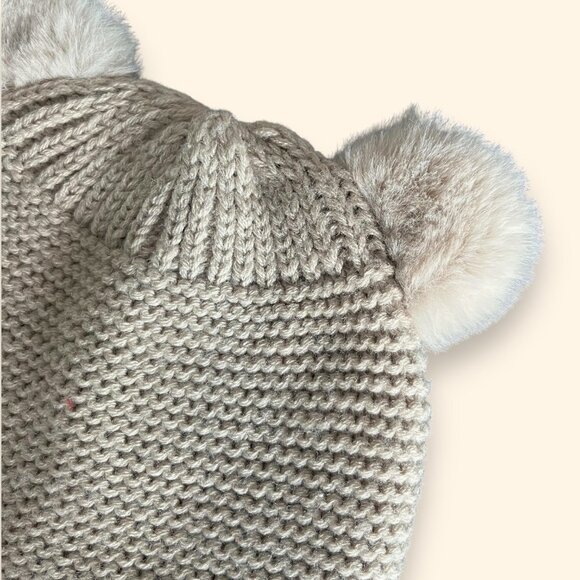 Zara Baby Knit Bear-Ear Winter Hat | 38 cm | Beige Cozy Hat - Picture 2 of 3